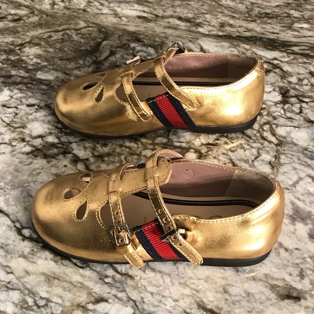 Gucci Kids Gold Dress Shoes - Picture 2 of 6